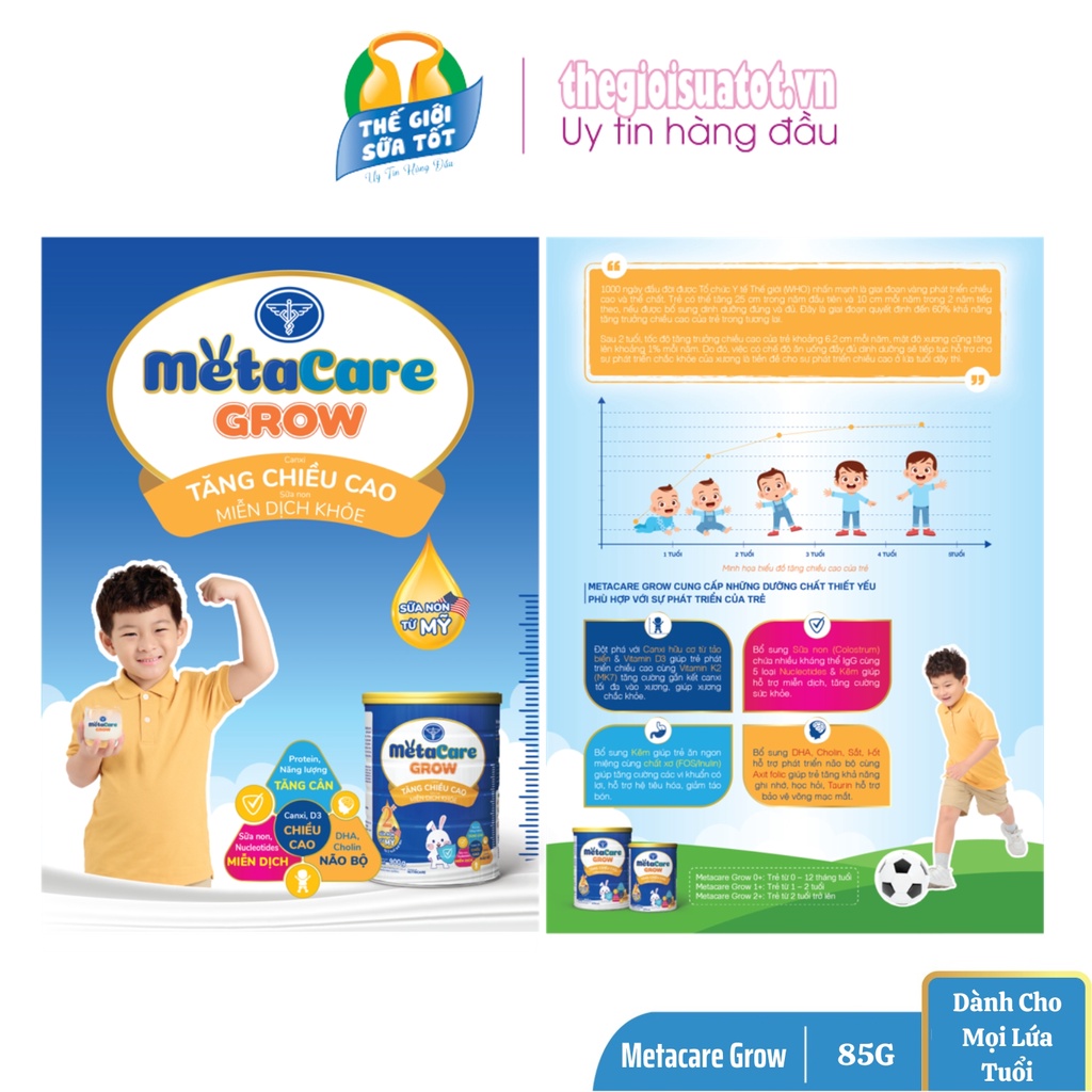 Sữa Metacare Grow 0+ 1+ 2+ - 850G Tăng Chiều Cao Miễn Dịch Khỏe Mạnh Phát Triển Não Bộ thegioisuatot