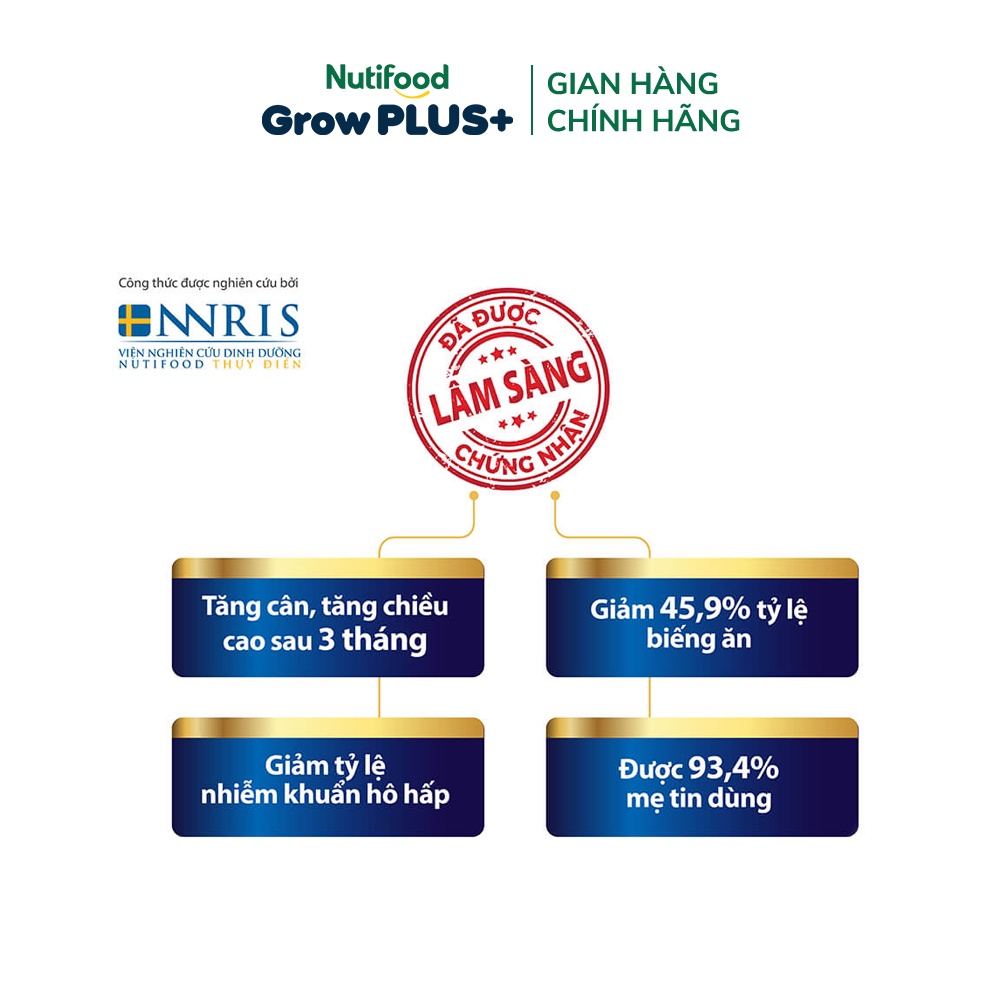 Combo 3 Sữa Bột Nutifood GrowPLUS+ Suy Dinh Dưỡng 1.5kg - Trên 1 Tuổi - Tăng Cân, Tăng Chiều Cao (3 Lon x Lon 1.5kg)
