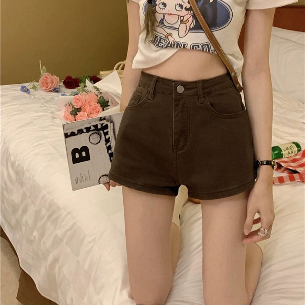 Bán Chạy Nhất Jiashucheng#Quần Short Jeans Lưng Cao Ống Rộng Thời Trang Cho Nữ