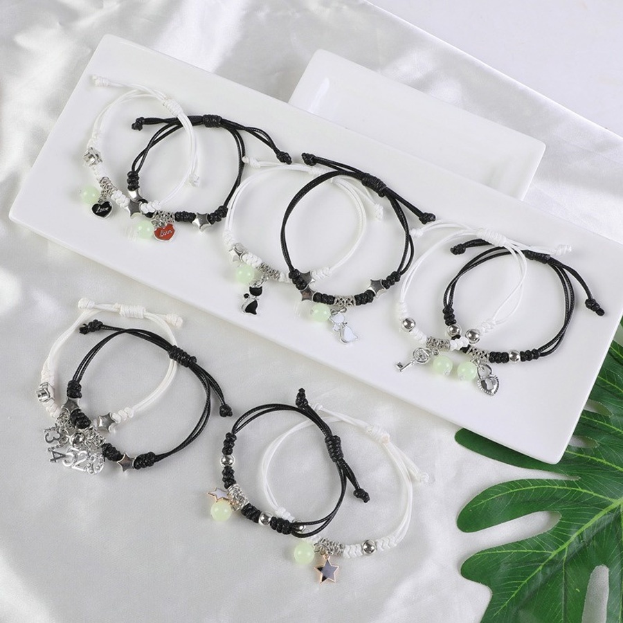 Vòng Tay Dây Bện Mặt Hình 12 Cung Hoàng Đạo Phát Sáng Phong Cách Hàn Quốc Cho Cặp Đôi