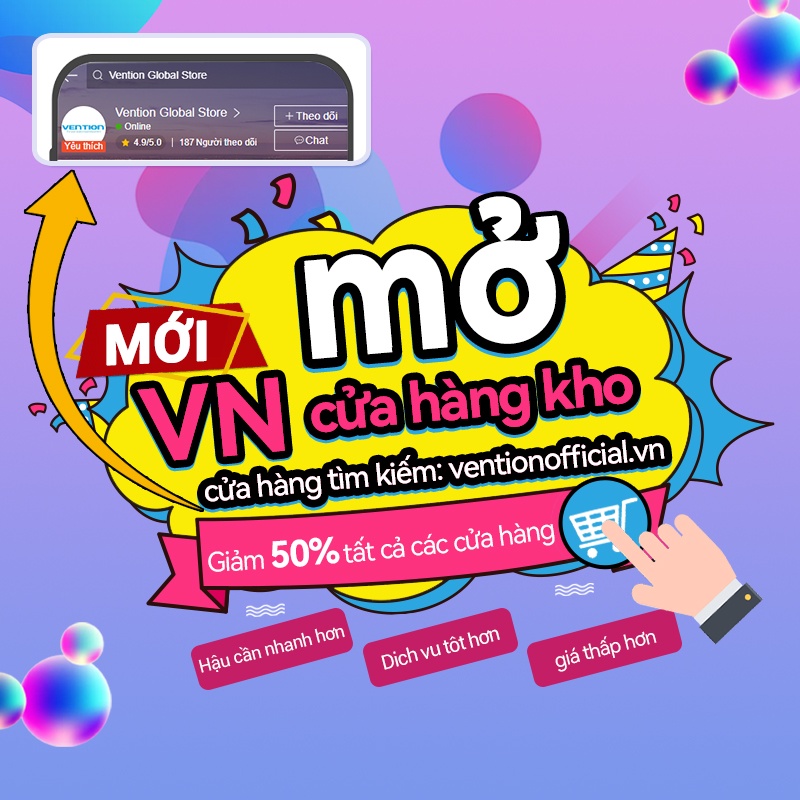 Cáp Vention đầu Micro USB 2A sang USB 2.0 sạc nhanh, truyền dữ liệu cho Android
