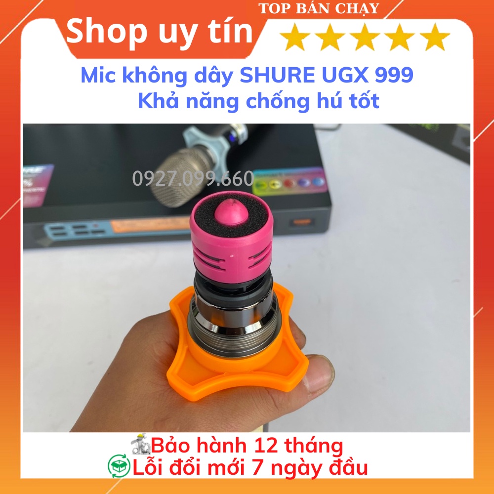 Mic Không Dây Shure UGX999, Mic hát karaoke chuyên Nghiệp,gia đình,Tự Động Dò Sóng Sạch, Chống Rú- rít, Độ Nhạy Cao.