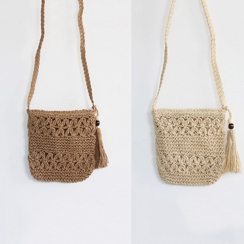 Túi cói Đan Lát Phối Tua Rua Thời Trang Cho Nữ