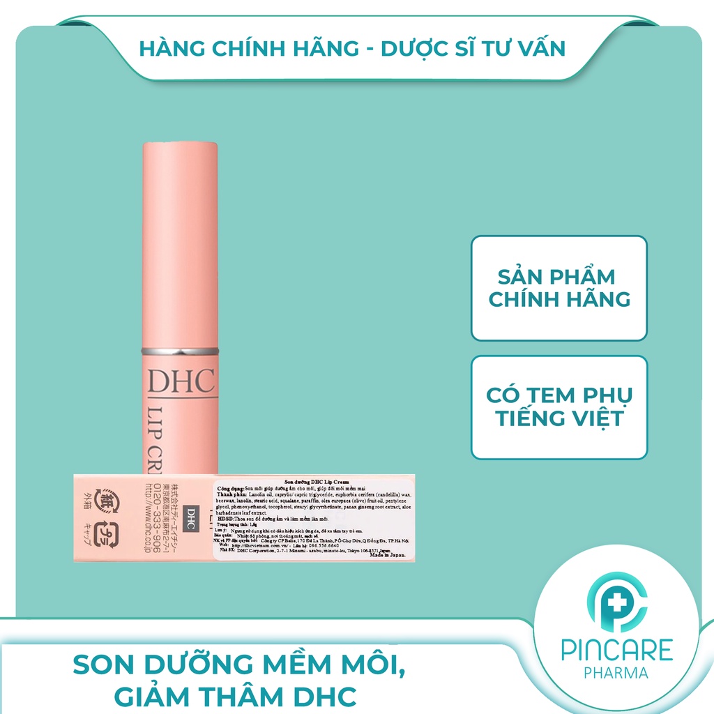 Son dưỡng môi DHC Lip Cream làm mềm môi, giảm thâm, ngăn lão hoá - Hàng chính hãng - Nhà thuốc Pincare