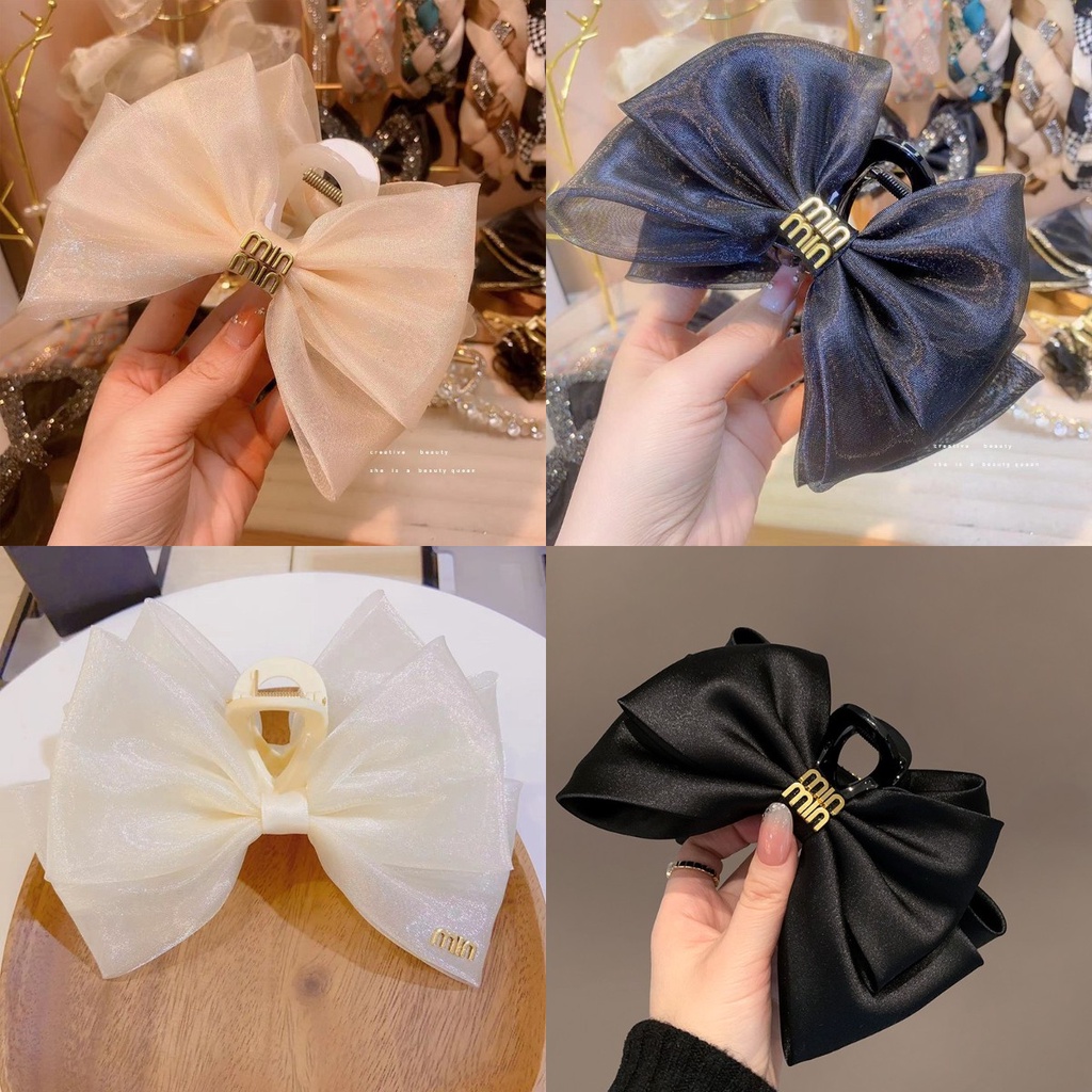 Kẹp Tóc Nơ Lớn 13cm Bằng satin Cao Cấp Thanh Lịch Dành Cho Nữ