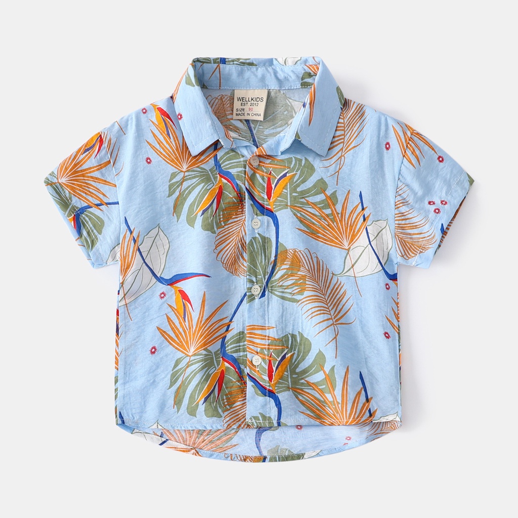 Áo Sơ Mi Ngắn Tay In Hoa Thời Trang Mùa Hè Cho Bé Trai