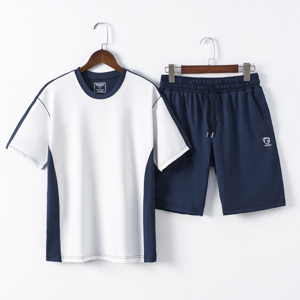Bộ Quần Áo Nam Thể Thao Cộc Tay ROUGH Phối 2 Màu Thời Trang