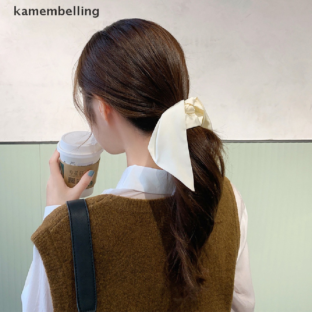 Dây Buộc Tóc Ruy Băng Dài Co Giãn Màu Trơn Thời Trang Thanh Lịch Cho Nữ