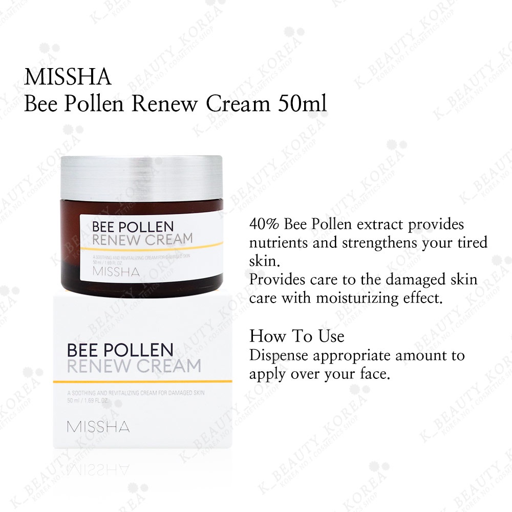 Bee Pollen Renew Kem Dưỡng Ẩm Chăm Sóc Da Mặt 50ml Tiện Dụng Chất Lượng Cao