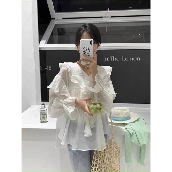 Áo Bèo Tơ Nhăn Phong Cách Hàn Quốc Tiểu Thư Xinh