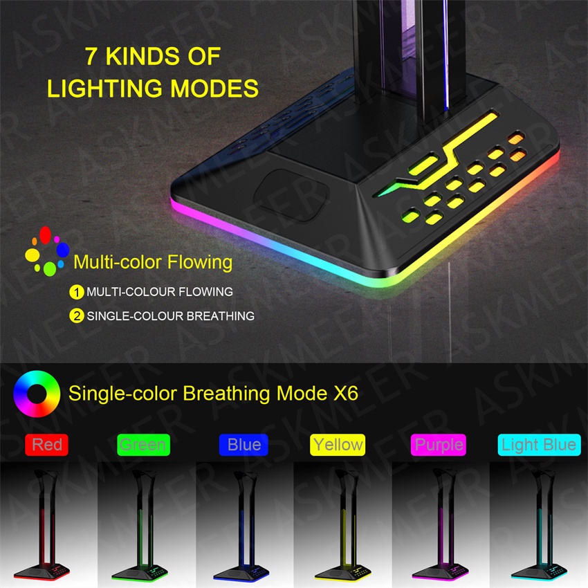Giá Đỡ Tai Nghe Chơi Game USB 2.0 Tích Hợp Đèn LED RGB Dành Cho PC Laptop