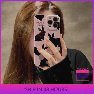 Ốp lưng iphonephim dán hình thỏ đen đơn giản bảo vệ toàn diện cho iphone13 iphone 14pro max thế hệ thứ 11 xs thế hệ thứ 8 12-iii