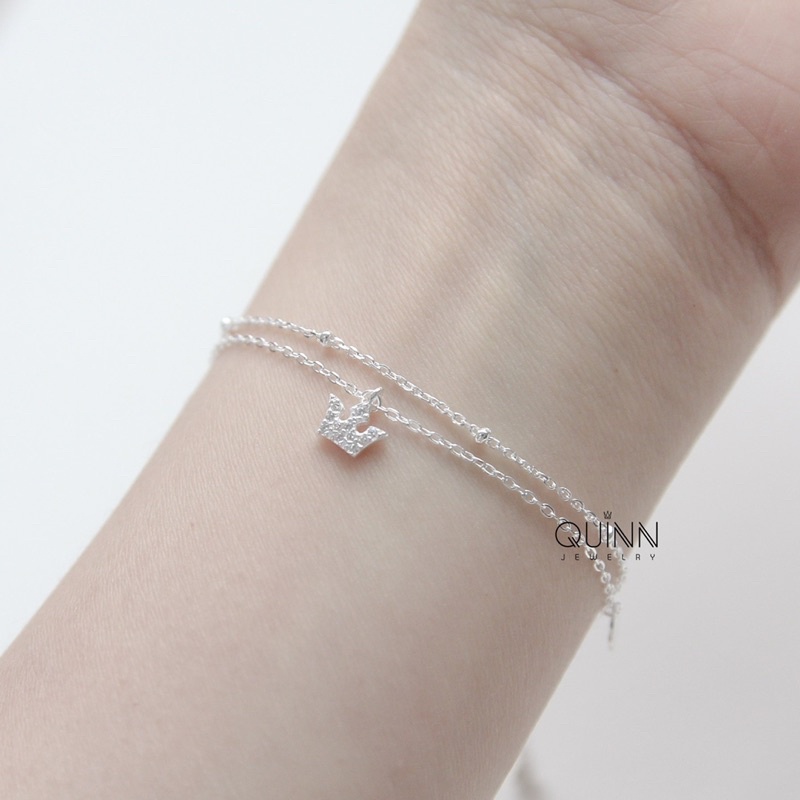 Lắc tay Crownie - lắc tay nữ bạc 925 vương miện đính đá dây đôi