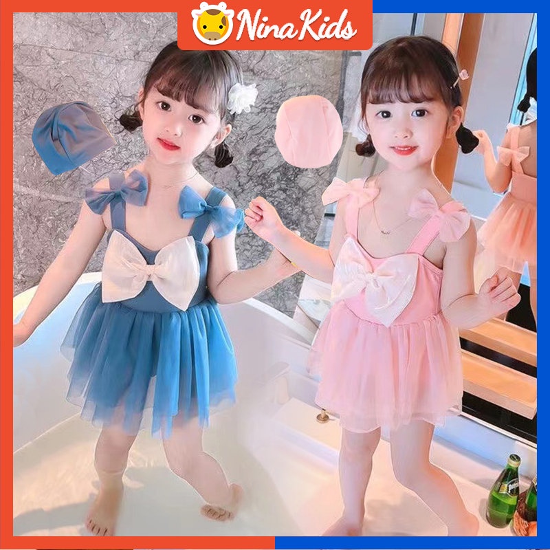 Bikini Bộ Đồ Bơi Một Mảnh Màu Hồng Ngọt Ngào Dễ Thương Phong Cách Hàn Quốc Cho Bé Gái 2-7 Tuổi