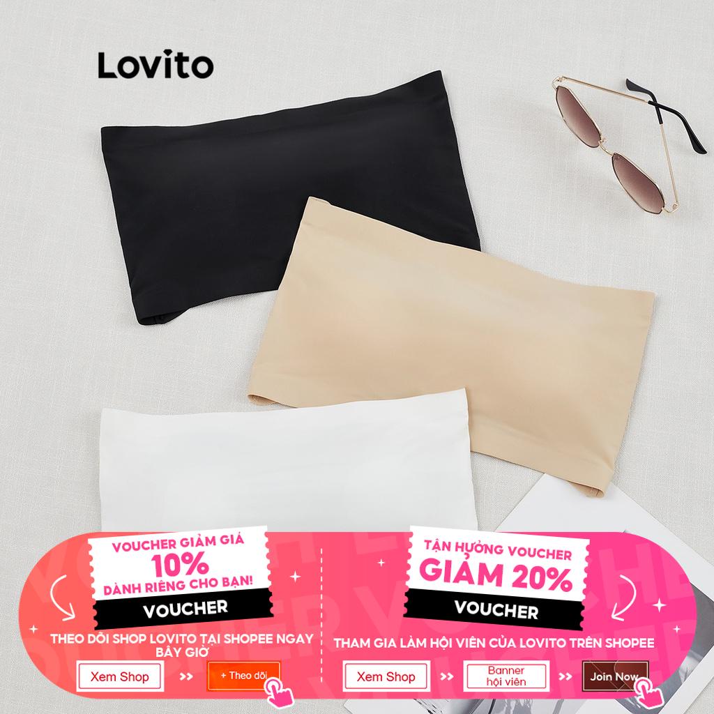 Lovito Áo lót không dây trơn thanh lịch với miếng đệm có thể tháo rời L26AD120 (màu mơ / trắng / đen)