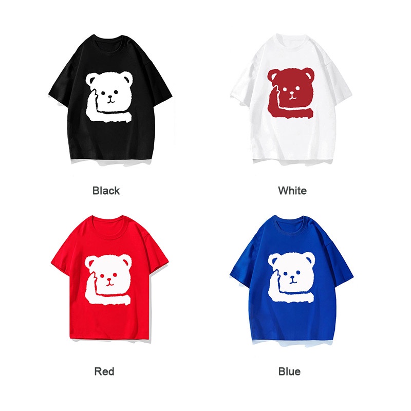 Áo Thun cotton Tay Lửng Dáng Rộng Họa Tiết Gấu Thời Trang 2023 Dành Cho Nam Và Nữ