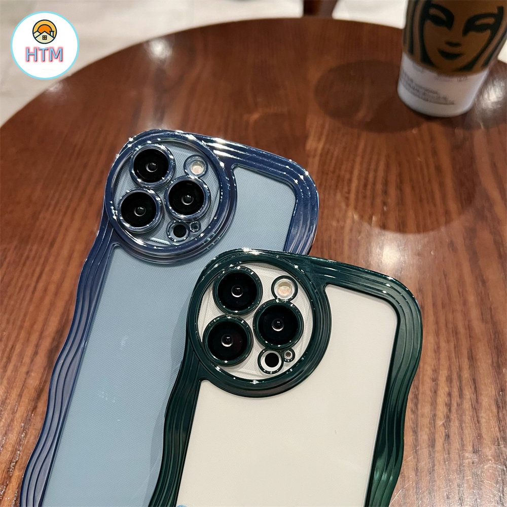 Ốp Điện Thoại TPU Mềm Trong Suốt Mạ Điện Họa Tiết Sóng Biển Bảo Vệ Camera Cho IPhone 11 14 Pro Max 12 11 13 Pro Max