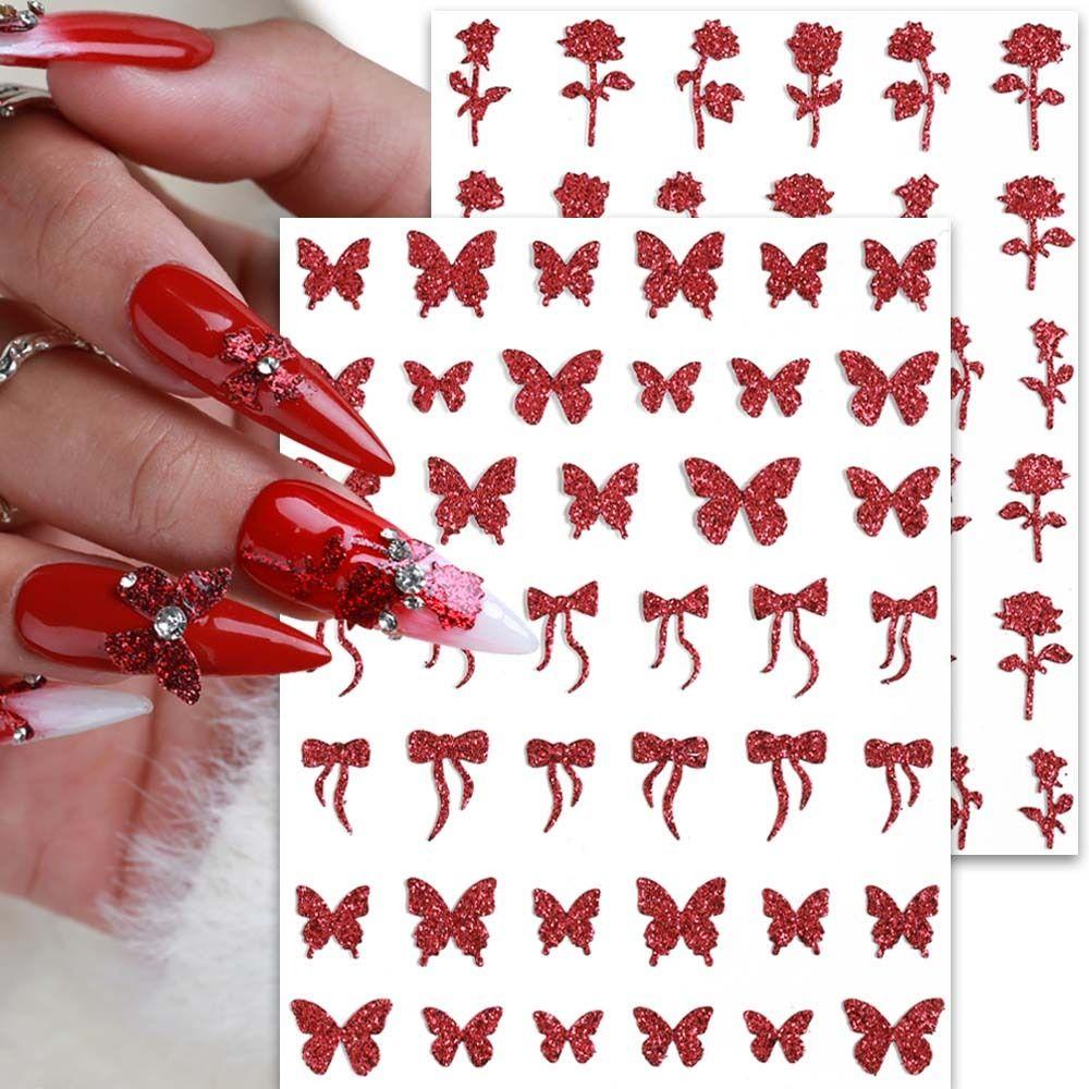 Miếng Dán Trang Trí Móng Tay Hình Hoa Bướm Chéo Thời Trang