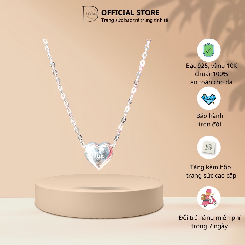 Dây chuyền bạc 925 mặt tim phồng xinh xắn trẻ trung Dế Bạc – D4302