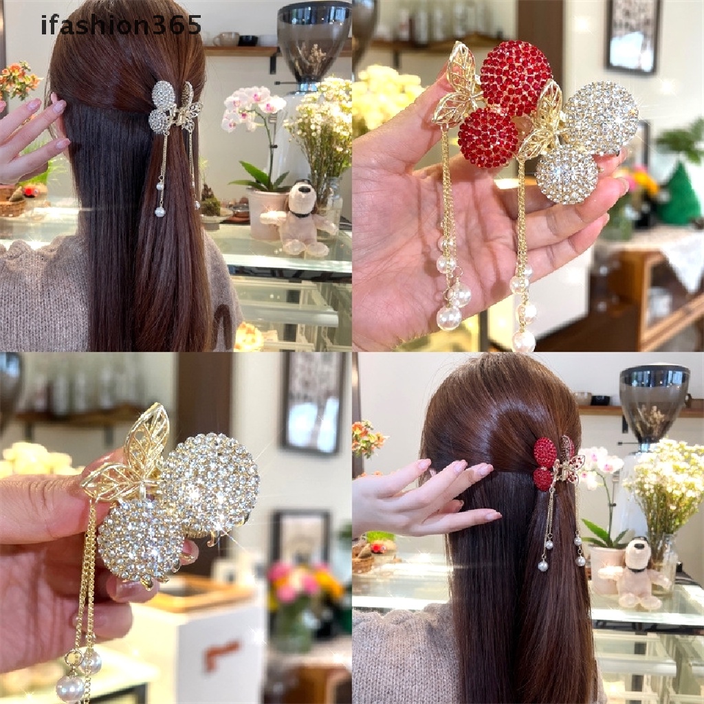 1 Kẹp Tóc Hình Quả Cherry Đính Đá Nhân Tạo Thời Trang ifashion365