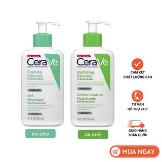 Sữa rửa mặt Cerave Foaming Facial Cleanser 236ml ,Sữa rửa mặt dành cho da dầu mụn và da khô