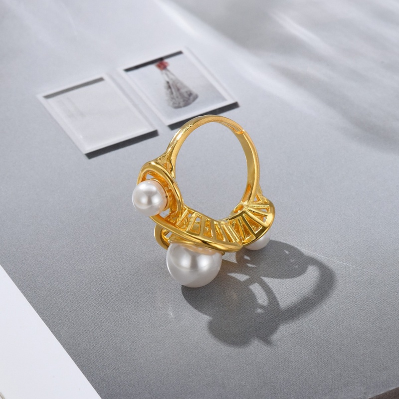 Nhẫn hở DREJEW hình học đính ngọc trai thời trang cá tính cho nữ