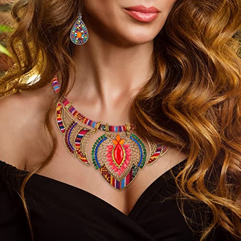 Bộ Trang Sức Vòng Cổ + Vòng Tay + Bông Tai Chuỗi Hạt Phong Cách Boho Dân Tộc Cho Nữ JP5