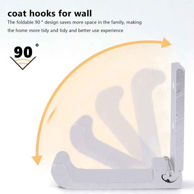 Set 5 Móc Treo Đồ Gắn Tường Bằng Nhôm Vô Hình Gấp Được Sáng Tạo Cho Nhà Bếp / Phòng Tắm (Bạc)