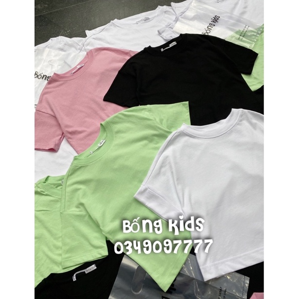 Áo Phông Lửng Bé Gái Basic Trơn GÊ