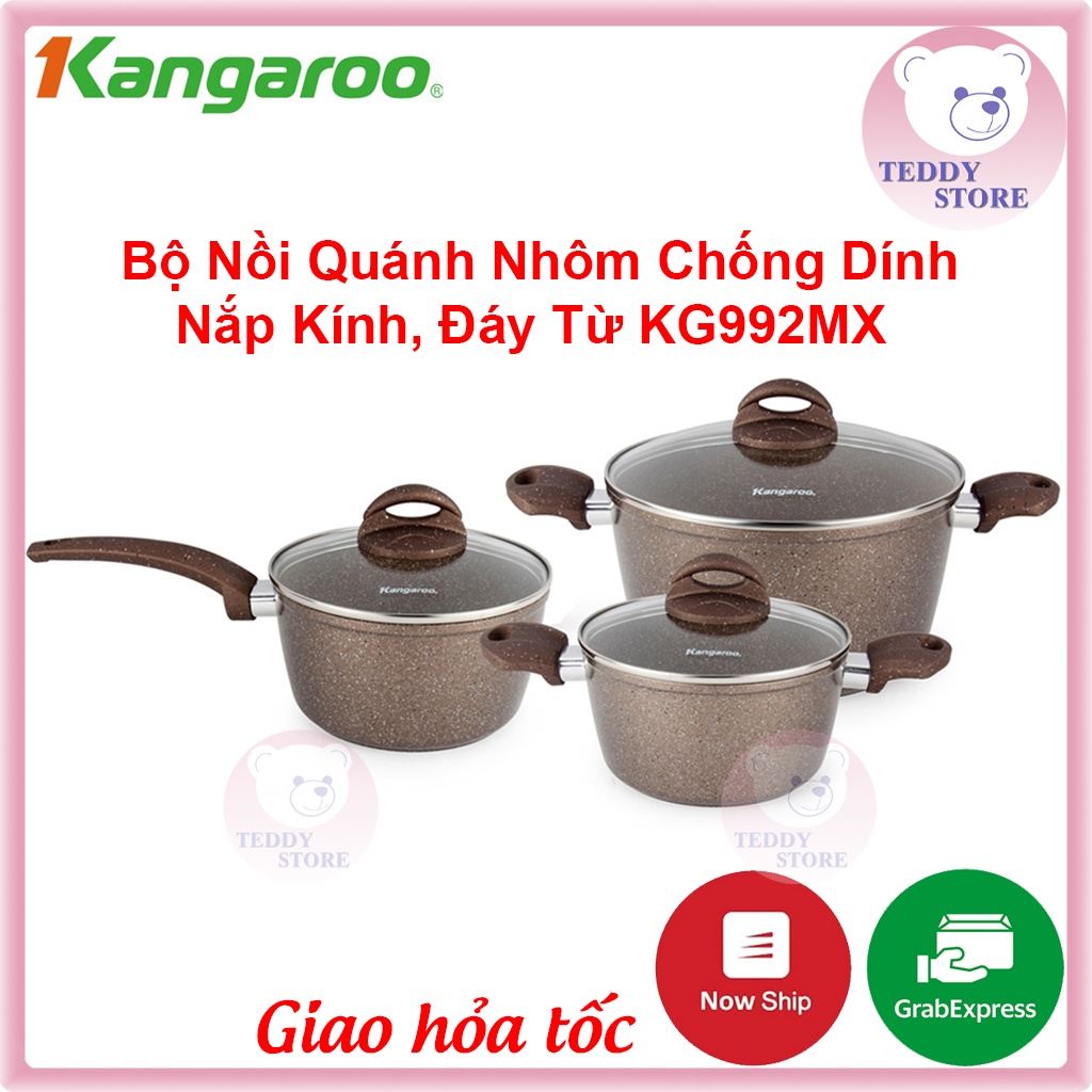 Bộ Nồi Quánh Nhôm Chống Dính Đáy Từ Cao Cấp Kangaroo Kg992Mx - Bộ Nồi Bếp Từ Chống Dính An Toàn Cho Gia Đình