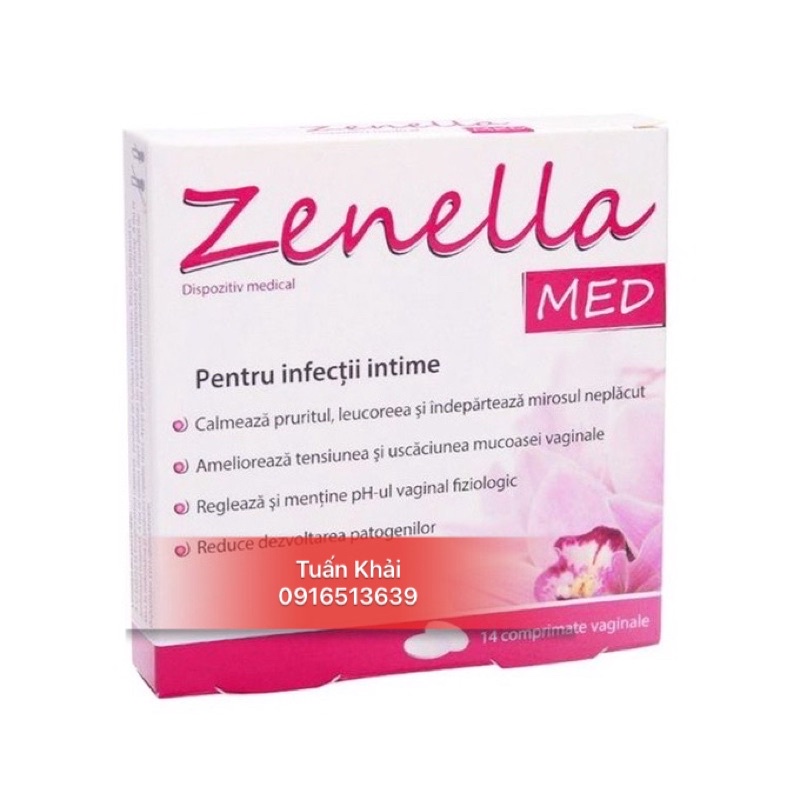 Zenella MED - Vệ Sinh Vùng Kín Nữ, Dưỡng Ẩm, Tái Tạo Da, Khử Mùi Hôi - Hộp 14 viên