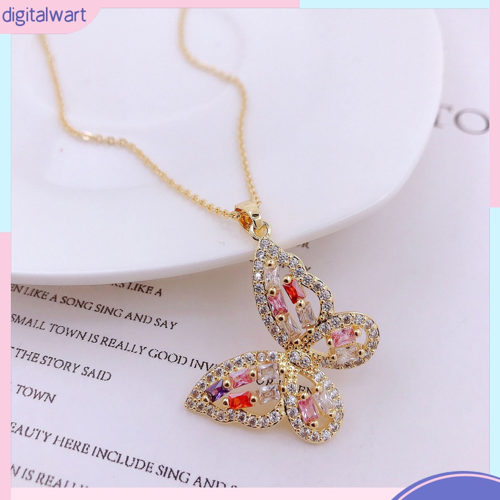 Vòng cổ Mạ Điện Mặt Hình Bướm Đính Đá Zircon Sang Trọng Thời Trang Cho Nữ