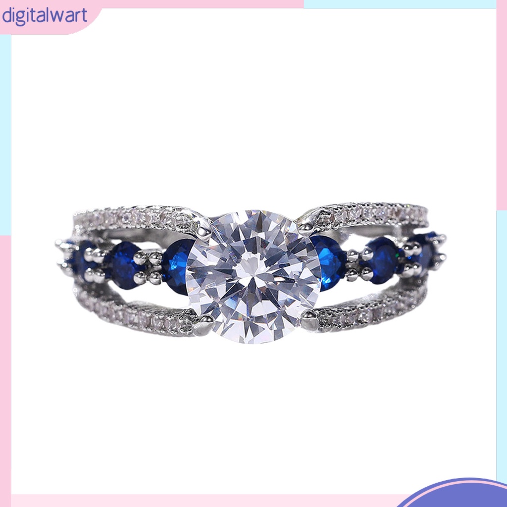 Nhẫn Đính Đá Zircon Màu Xanh Dương Sang Trọng Cho Nữ