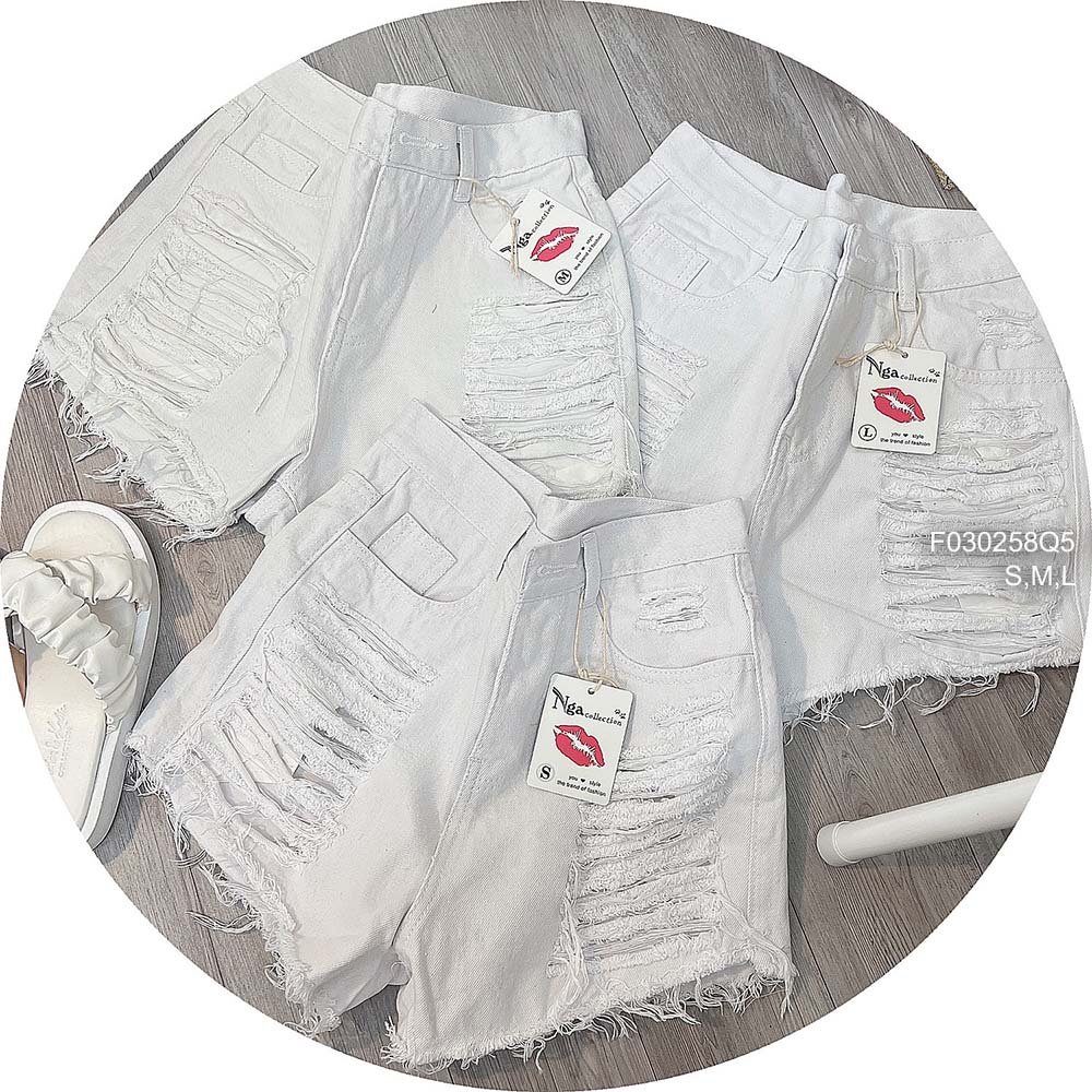 Quần jean short kiểu rách lưng cao hàng đẹp!