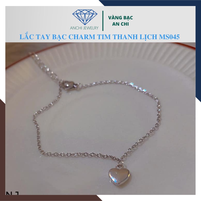 Lắc tay trái tim dây mảnh - bạc ta sáng đẹp cho nữ, Anchi jewelry