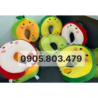 Gối cổ du lịch chữ U hình trái cây ngộ nghĩnh vải miniso siêu mịn