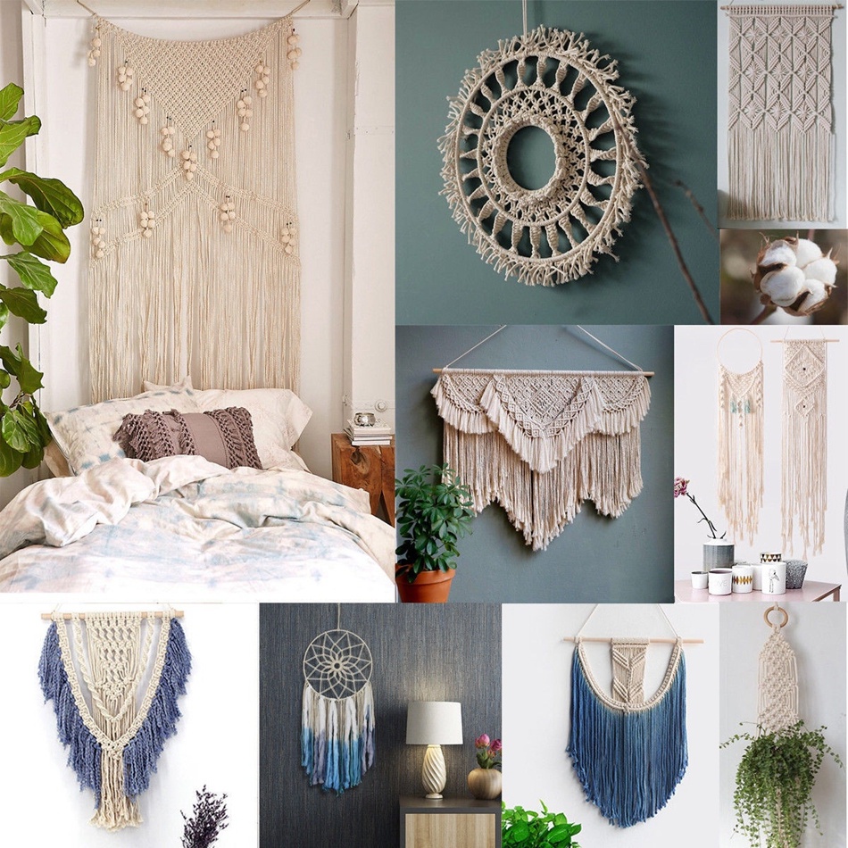 Cuộn Dây Cotton Macrame 2mm 100m Tự Làm Vòng Bắt Giấc Mơ Trang Trí Đa Ứng Dụng