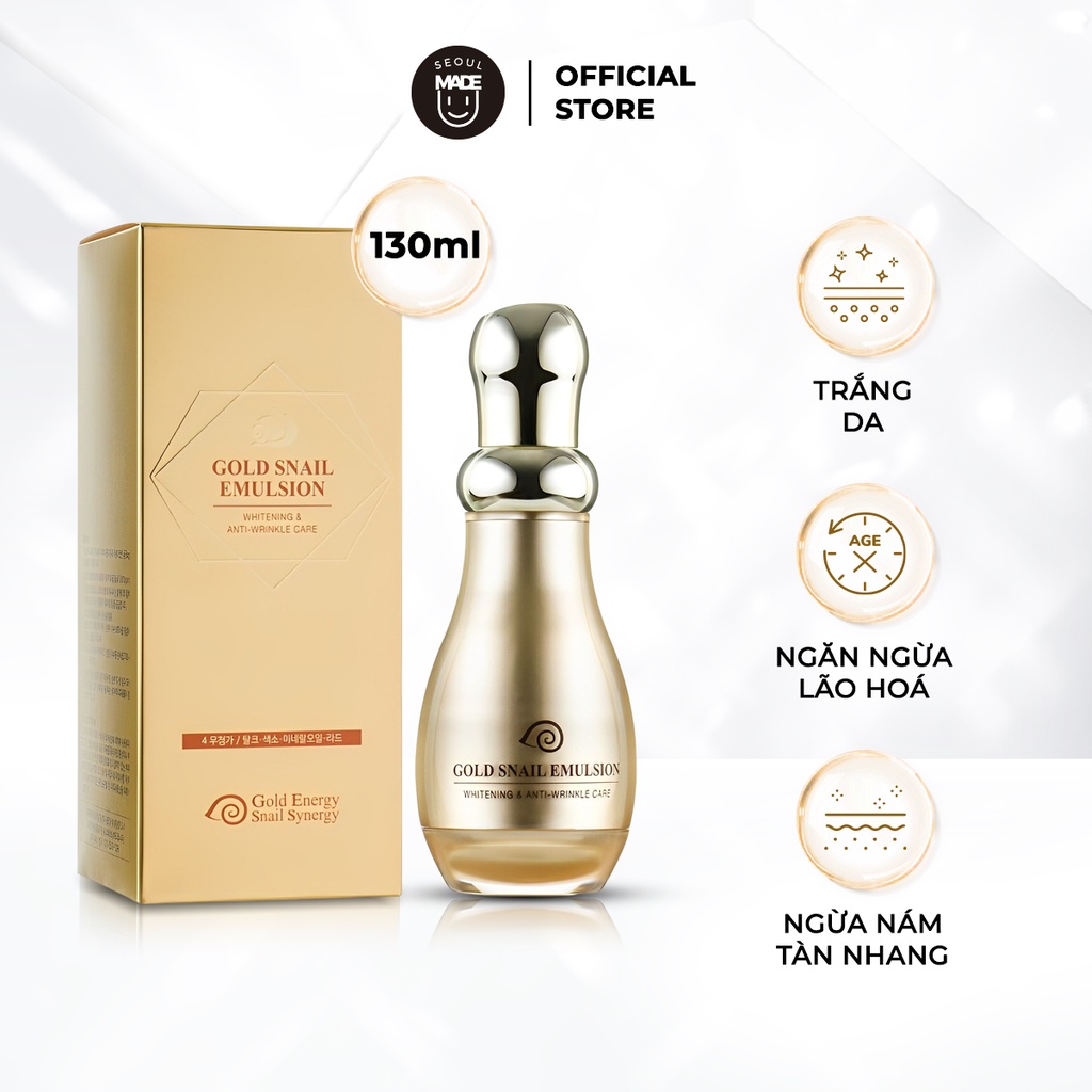 Sữa Dưỡng Da Ốc Sên Làm Sáng Da, Ngăn Ngừa Lão Hóa, Tái Tạo Làn Da, Giảm Nám Tàn Nhang Gold Snail Emulsion 130ml