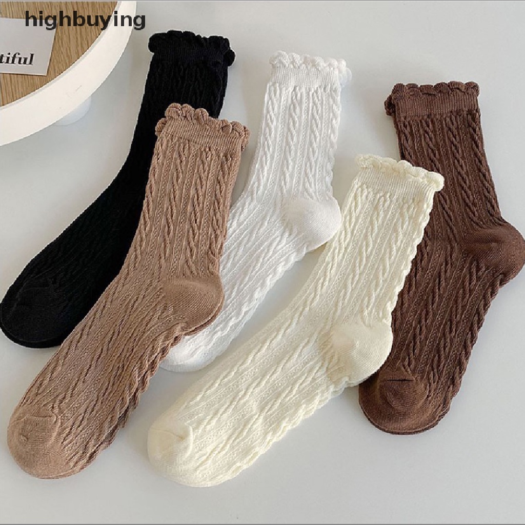 Hbvn Belle Vớ Lolita Nhật Bản Kẻ Sọc Phối Ren Màu Trơn Đính Kim Cương Dễ Thương Mùa Xuân Thu