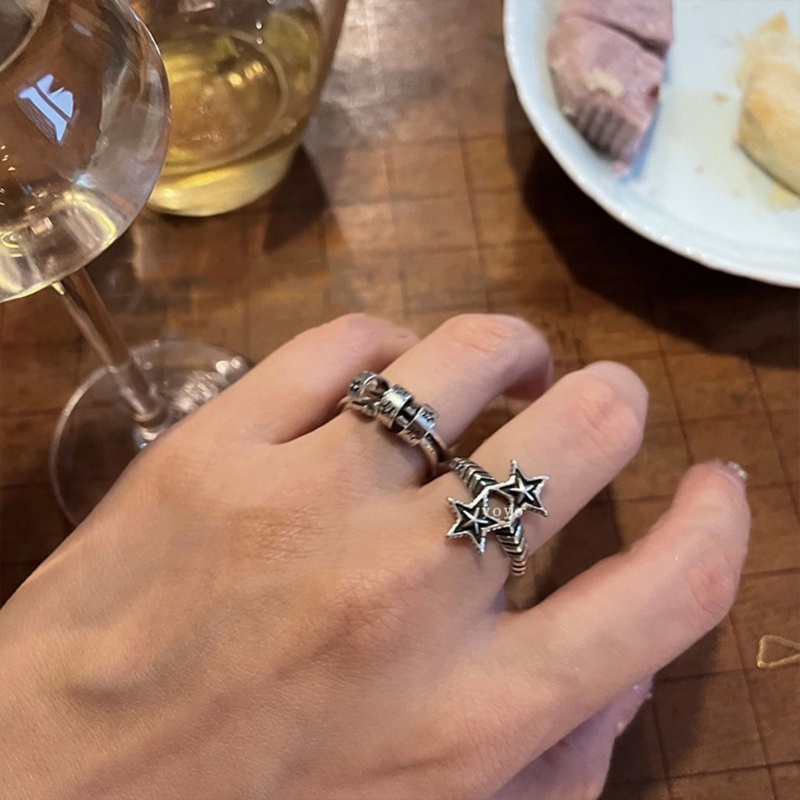 ✿ Nhẫn Hở Màu Bạc Phong Cách Punk Cổ Điển Sang Trọng Cho Nam Và Nữ