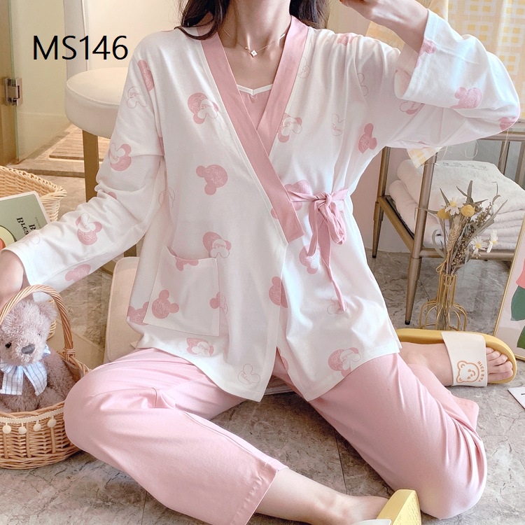 Bộ đồ bầu set 3 chi tiết chất thun cotton co giãn, mềm, thoáng khí