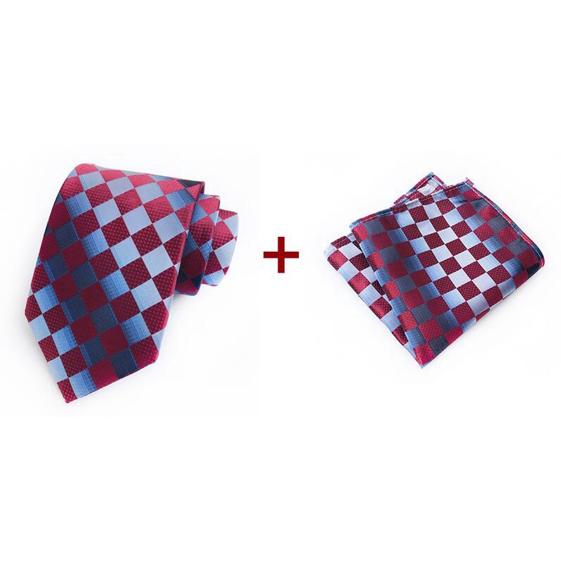 Set cà vạt và khăn tay EFAN 8cm họa tiết kẻ sọc nhiều màu tùy chọn thời trang cho nam