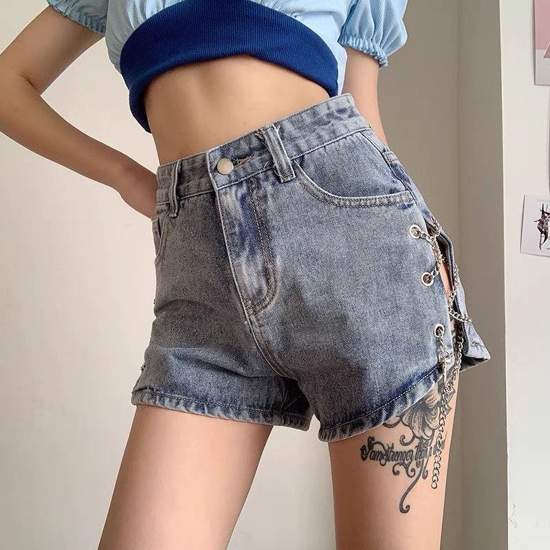 Quần short XINLANYASHE denim lưng cao dáng ôm thời trang 2023 quyến rũ cho nữ
