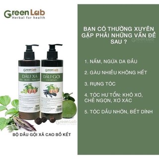 Dầu gội bồ kết và dầu xả dừa bưởi nha đam thiên nhiên Green Lab