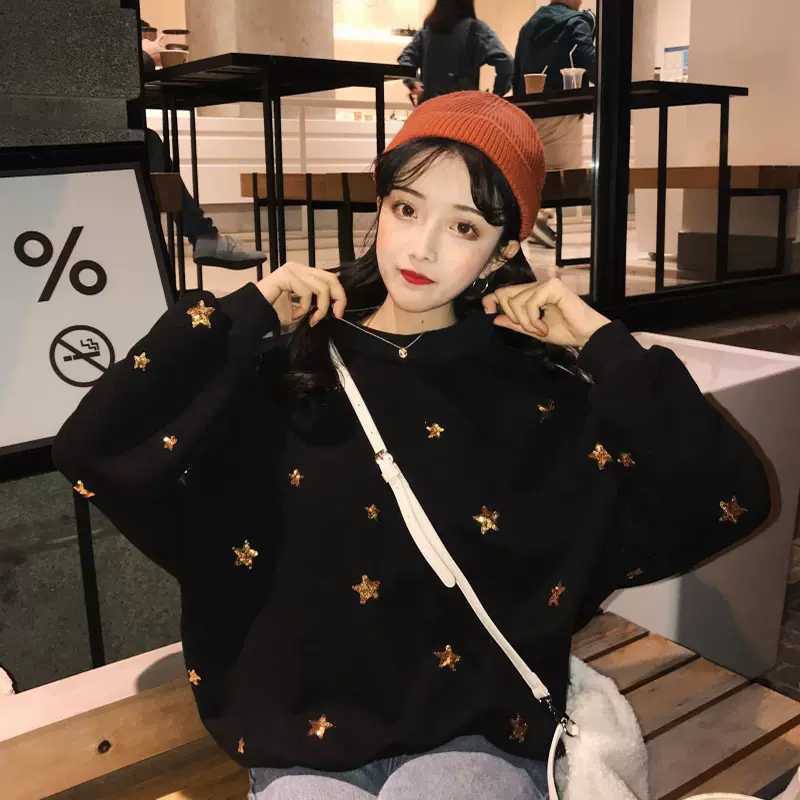 ÁO ULZZANG AO NỈ NGÔI SAO ÁO MUA ĐÔNG BLING BLING