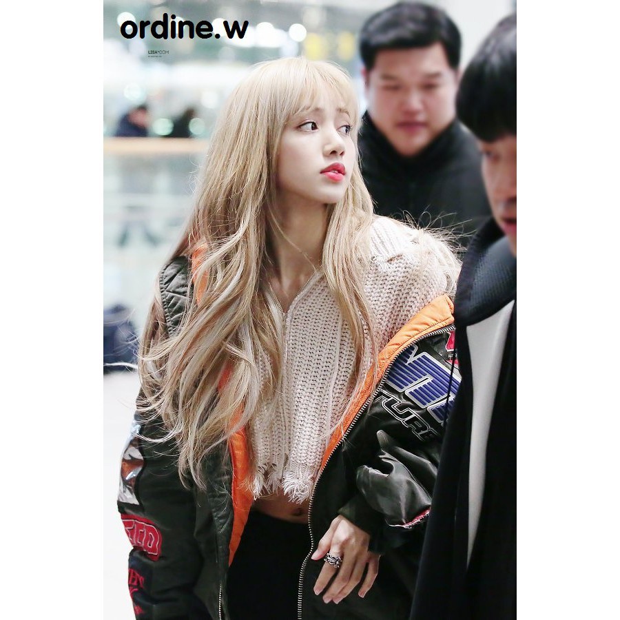 ORDER_áo khoác len croptop mỏng có mũ BLACKPINK Lisa