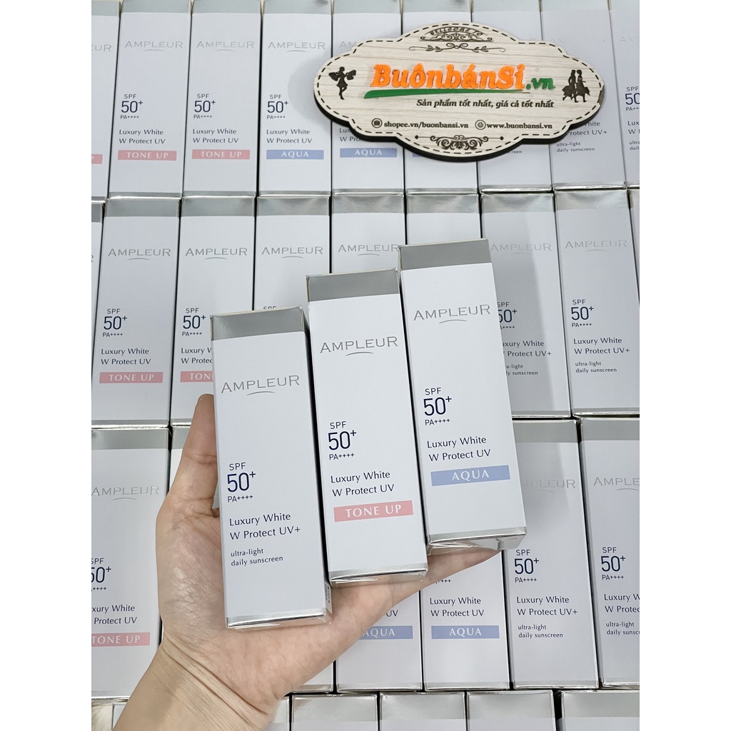 Kem Chống Nắng AMPLEUR Luxury White W Protect SPF 50+ PA++++ 30gr Nhật Bản