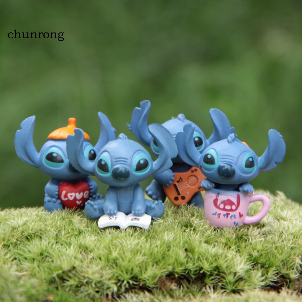 Set 4 Mô Hình Nhân Vật Stitch Chống Trầy Trang Trí Xe Hơi