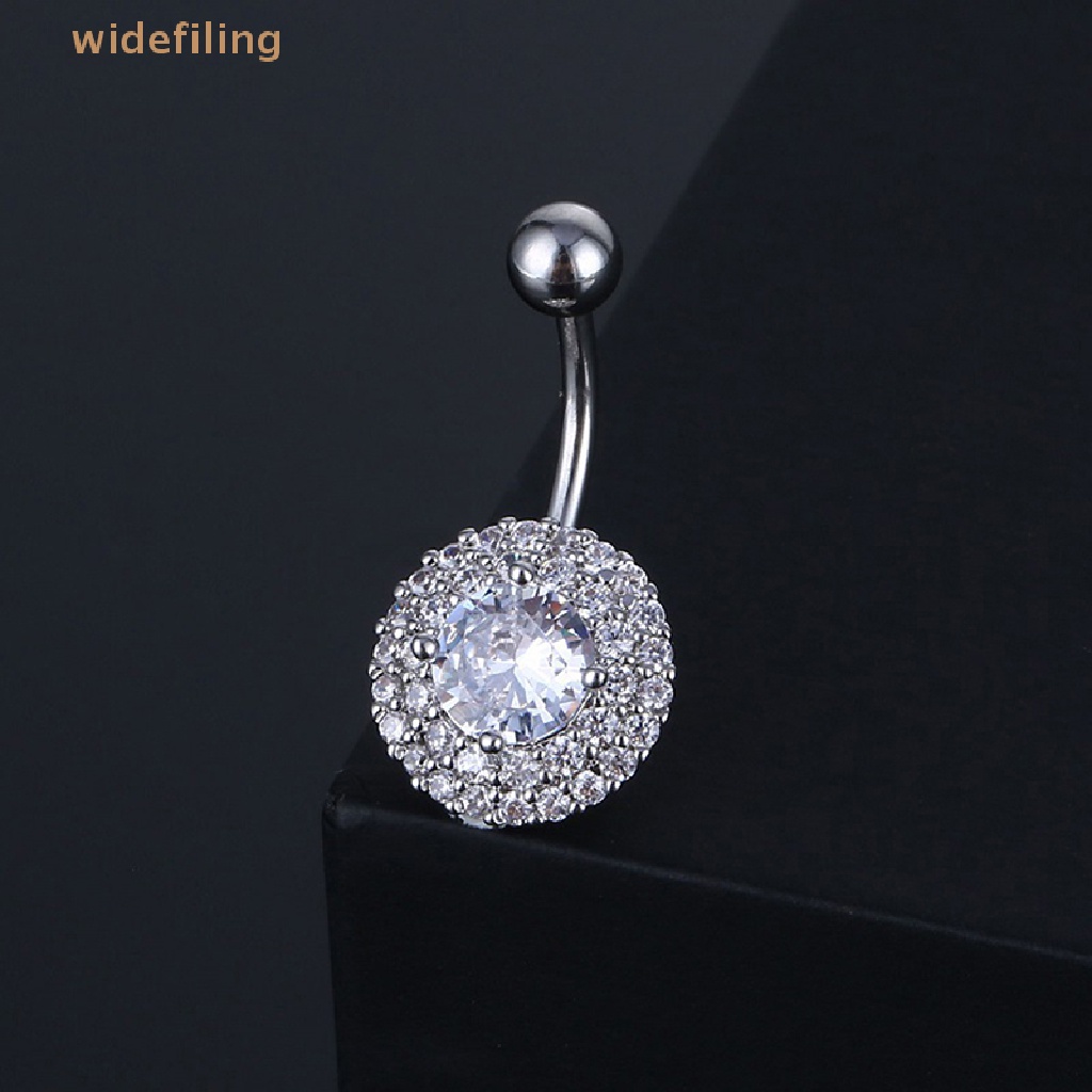 Khuyên Rốn Thép Không Gỉ Đính Đá Zircon Hình Hoa Quyến Rũ