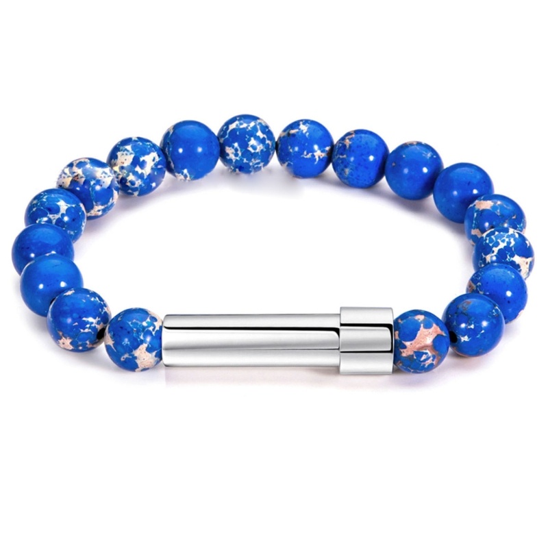 Vòng Tay Đá Tự Nhiên Kết Nối Ống Thép Không Gỉ